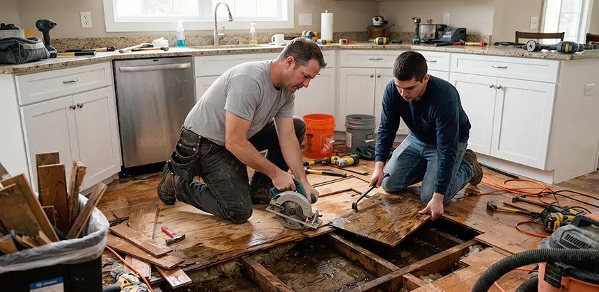 Kitchen Floor Water Damage Repair in Nampa